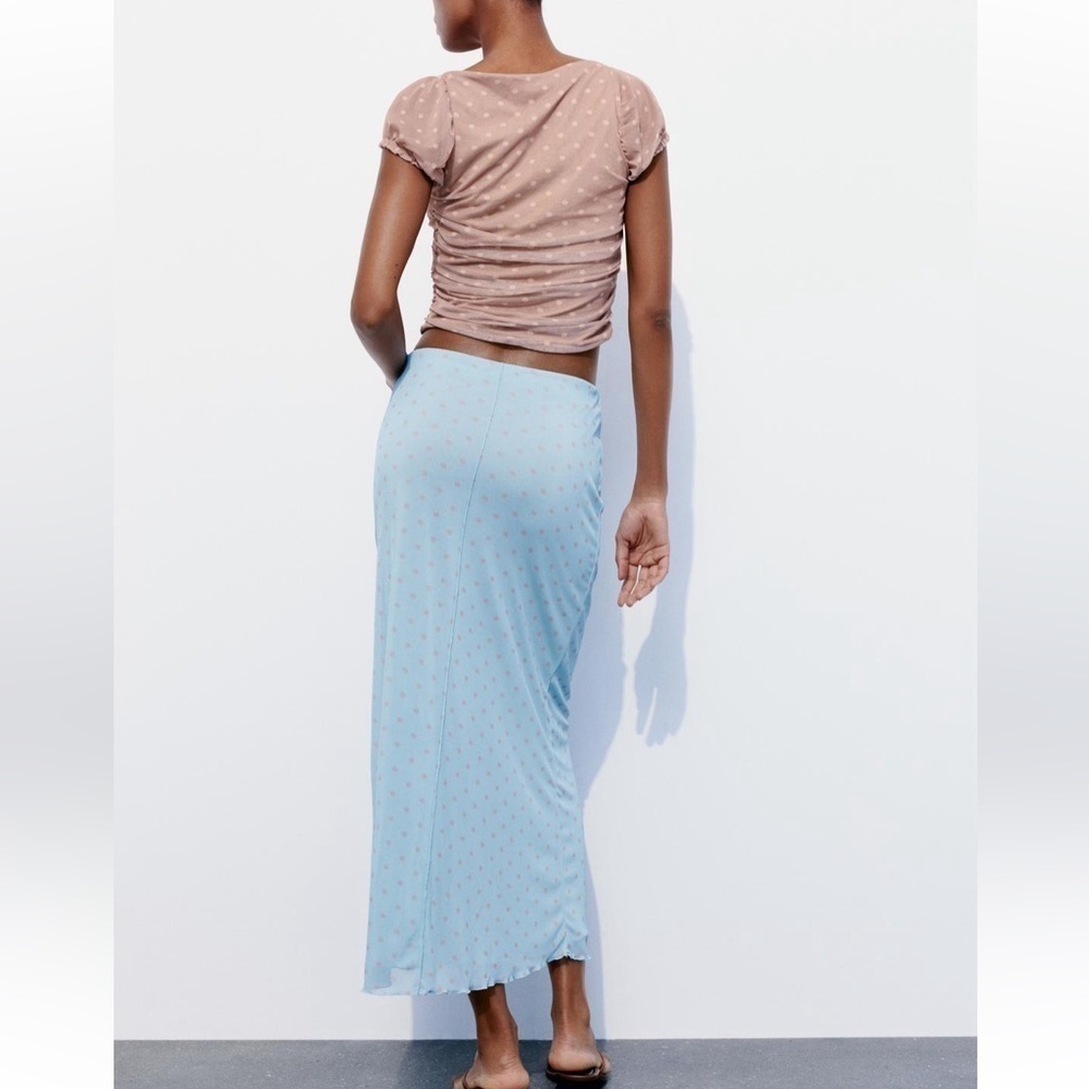 Zara NWT printed tulle skirt sky blue - Picture 4 of 7